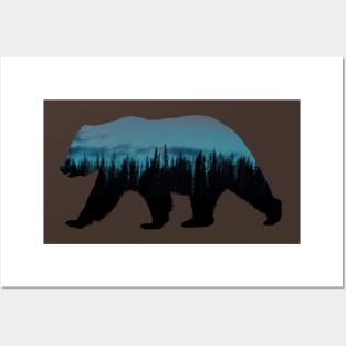 Tree Silhouette Bear Posters and Art